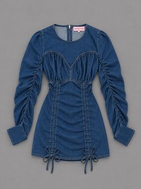 Nichole Lynel Denim Ruched Corset Mini Dress – Size M
